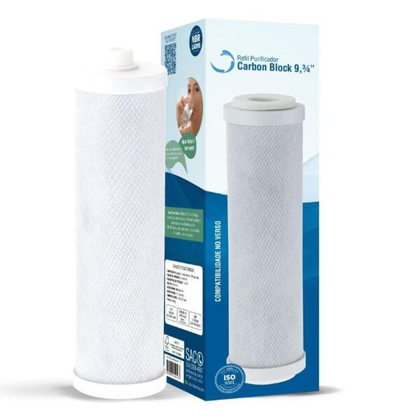Filtro Refil Carbon Block 9,3/4” (com Tnt E Com Rosca) - 1021