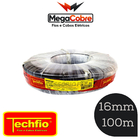 Fio Cabo Elétrico 16mm Techfio Flexível 750v Preto Rolo Com 1