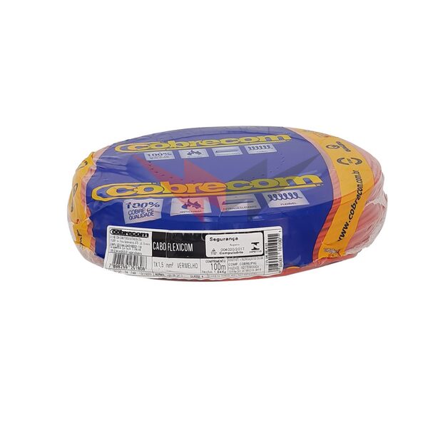 Fio Cabo Elétrico 1.5mm Cobrecom Flexível 750v Vermelho Rolo