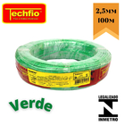 Fio Cabo Elétrico 2.5mm Techfio Flexível 750v Verde Rolo Com