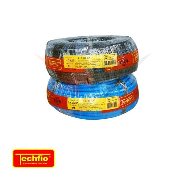 Fio Cabo Elétrico 35mm Techfio Flexível 750v Azul Rolo Com 50