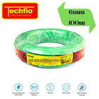 Fio Cabo Elétrico 6mm Techfio Flexível 750v Verde Rolo Com 10
