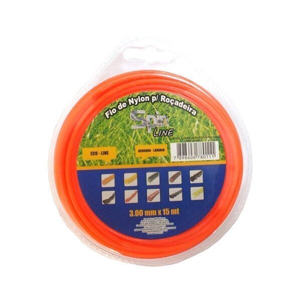 Fio De Nylon 15 Metros 3,00mm Redondo Para Roçadeira Spin Bli