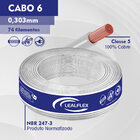 Fio Elétrico 750v Cobre Cabo Flexível 6 0mm 50 M. Lealflex -