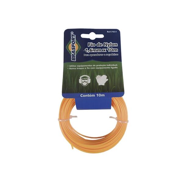 Fio Nylon Redondo Roçadeira Cortador Aparar Grama 1,6mm 10m