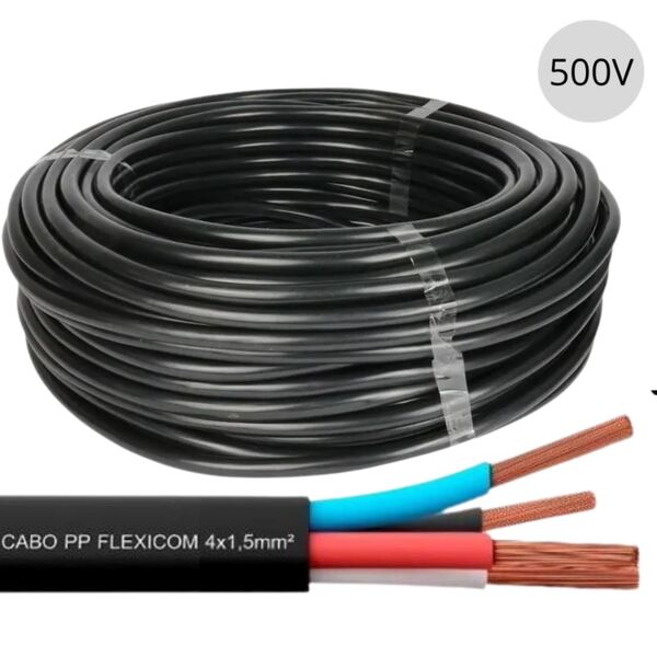 Fio Pp Cabo Multi Uso Flexível Pp 4x1,50mm Com 35 Metros