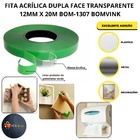 Fita Acrilica Dupla Face Transparente 12mm X 20m Bom-1307