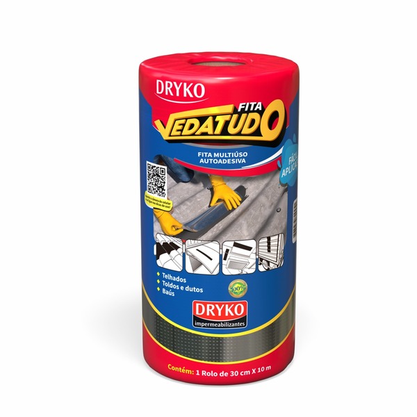 Fita Adesiva Aluminizada Dryko 30cm X 10m Rolo Vedatudo