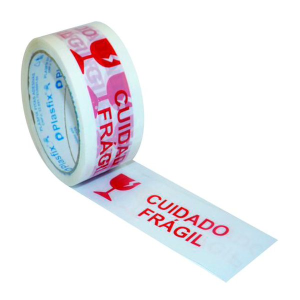 Fita Adesiva Cuidado Frágil Para Embalagem 4,8cm X 50m - Plas