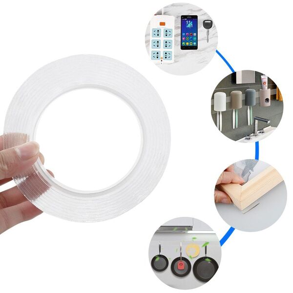 Fita Adesiva Dupla Face Transparente Nano Pu Gel 1 Metro Casa