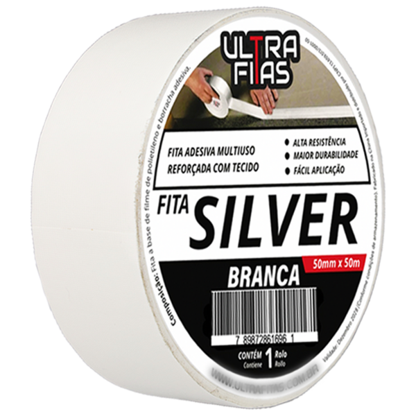 Fita Adesiva Multiuso Silver Tape 50 Mm X 50 Metros - Branca