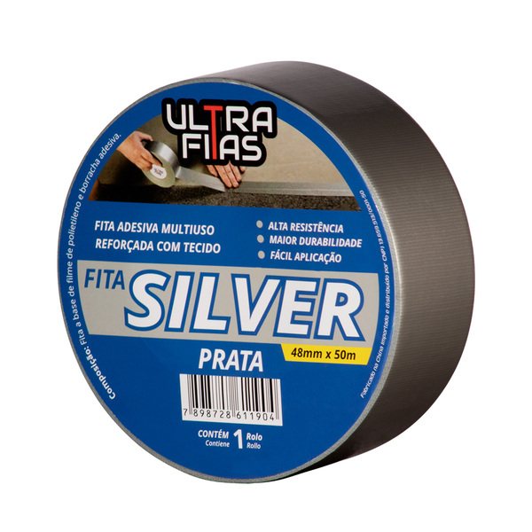 Fita Adesiva Silver Tape 50 Metros - Cinza