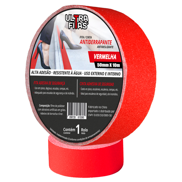 Fita Antiderrapante 50 Mm X 10 Metros - Vermelha