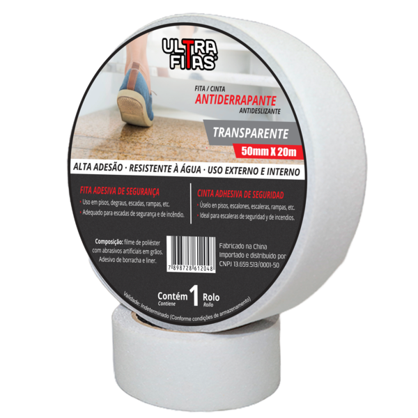 Fita Antiderrapante 50 Mm X 20 Metros - Transparente
