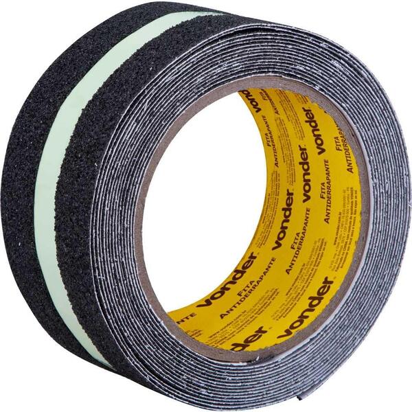 Fita Antiderrapante 50 Mm X 5 M Preta Com Faixa Neon Fotolumi