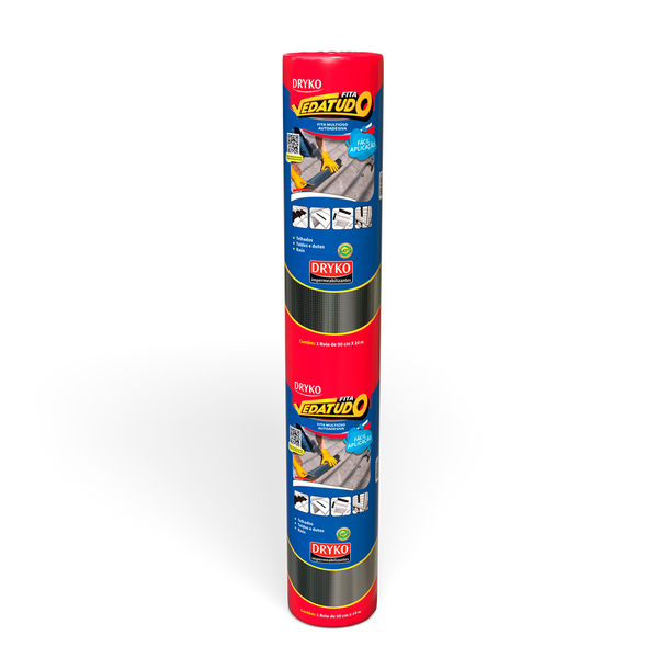 Fita Asfaltíca Alumínio 0,65mm 90x10m Emborrachada Dryko