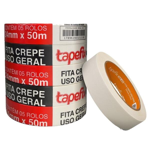 Fita Crepe Adere Tapefix Uso Geral 423 24mm X 50m - Embalagem