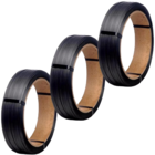 Fita De Arquear Plástica 3 Rolos Pp Preta 13 Mm