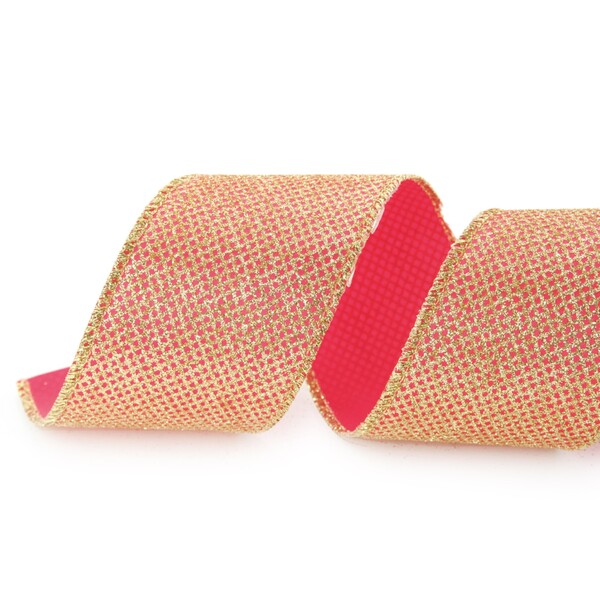 Fita de Decoração Natalina Vermelho e Ouro 91,4x6,3x0,05cm Cromus