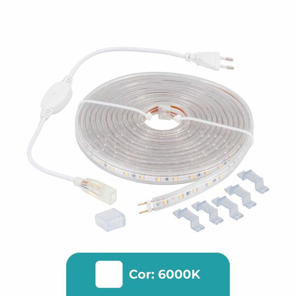 Fita de Led Luz Branca IP65 14,4W 110V Gaya 5m