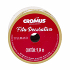 Fita Decorativa de Natal Flocos Branca e Dourada 6,3cmx9,14m Cromus