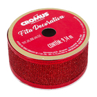 Fita Decorativa de Natal Glitter Vermelha 3,8cmx9,14m Cromus