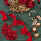 Fita Decorativa de Natal Lisa Vermelha e Dourada 6,3cmx9,14m Cromus