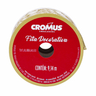 Fita Decorativa de Natal Ondas Branca e Dourada 6,3cmx9,14m Cromus