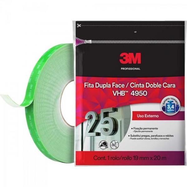 Fita Dupla Face 19mm X 20m Vhb 4950 Fp Transparente 3m