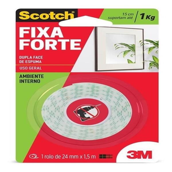 Fita Dupla Face Fixa Forte De Espuma 24mm X 1,5m Scotch