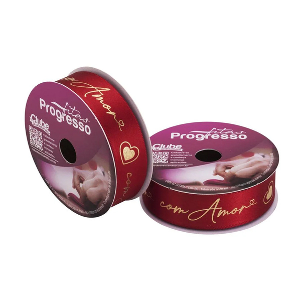 Fita Em Cetim Vermelho E Dourado 22mm X 10 Metros - Cor 788