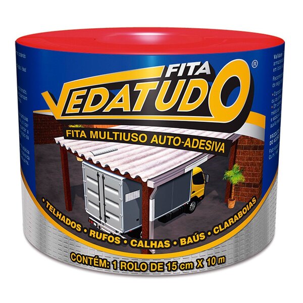 Fita Impermeabilizante Vedatudo Alumínio 15cm Rolo 10 Metros