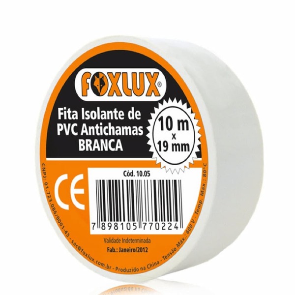 Fita Isolante 19mm X 10m Branca - Ref. 10.05 - Foxlux