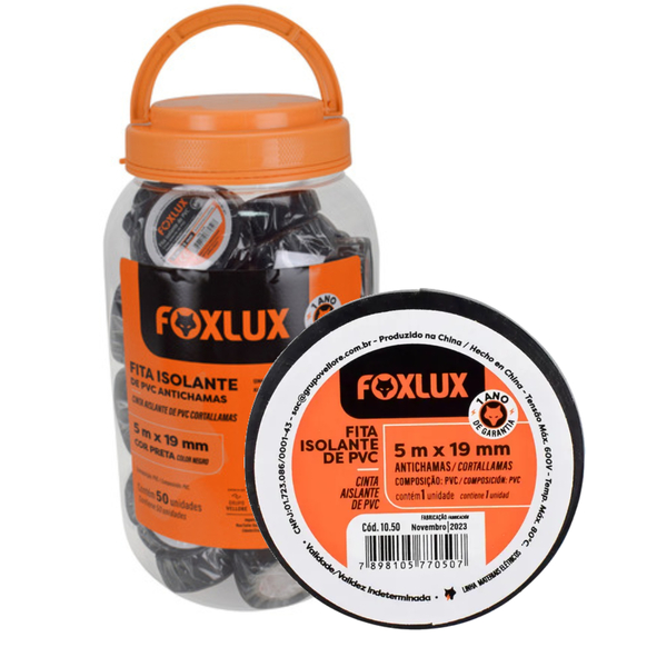 Fita Isolante Foxlux Pvc Antichamas 5m Pote Com 50 Unidades