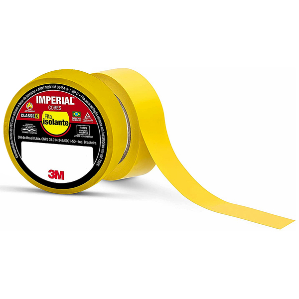 Fita Isolante Imperial Amarela 18mmx20m 750v Antichama 3m