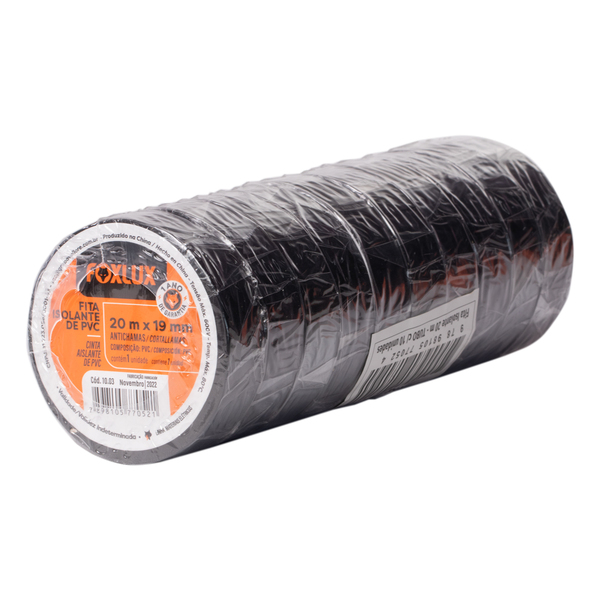 Fita Isolante Pvc Antichamas 20m X 19mm 10 Unidades Foxlux
