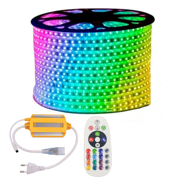 Fita Led 5050 Rgb Rolo 50 Metros Mangueira Ultra Cores Fonte