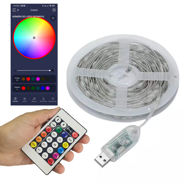 Fita Led Aplicativo Smart Aplicativo Celular Cores Rgb App Aj