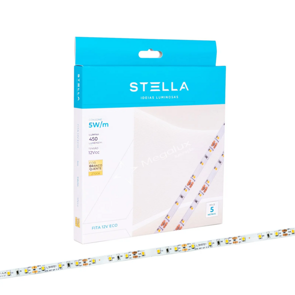 Fita Led Profissional Stella Eco 5w/m 12v Ip20 5m 2700k Branc