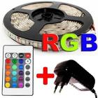 Fita Led Rgb 3528 Rolo 5m Leds Com Fonte Controle Decoração