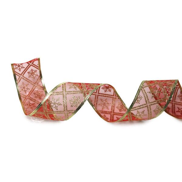 Fita Natalina Voil C/floco Vrm/our 1un 6,30cmx9,14mt 1717013