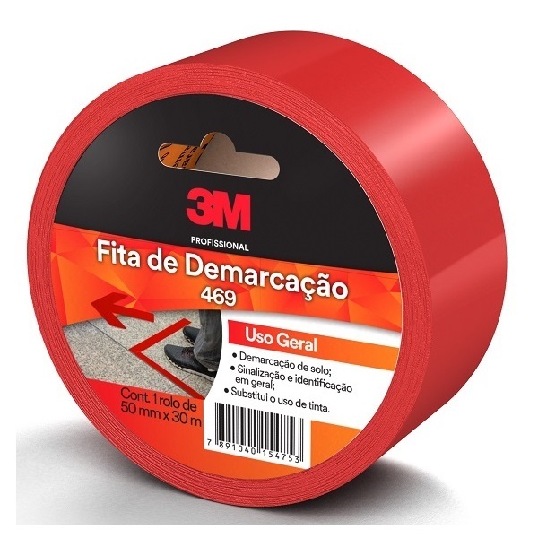 Fita Para Demarcaçao De Solo Vermelha 50mm X 30m 469 3m
