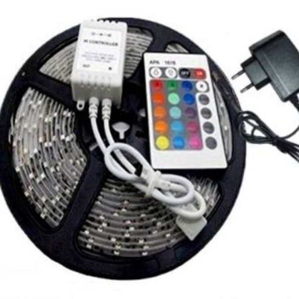 Fita Super Led 5mt Rgb 5050 Colorida Prova D Agua Controle Fonte Leroy Merlin