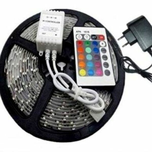 Fita Super Led 5mt Rgb 5050 Colorida Prova D' Agua + Controle