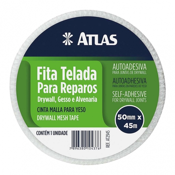 Fita Telada Atlas Reparos P-drywall-gesso-alvena 50mmx45mts