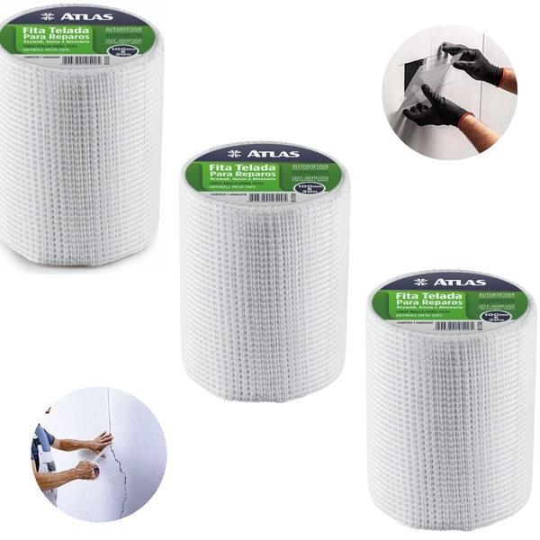 Fita Telada Auto Adesiva Para Reparos 100mm X 20m Gesso Drywa