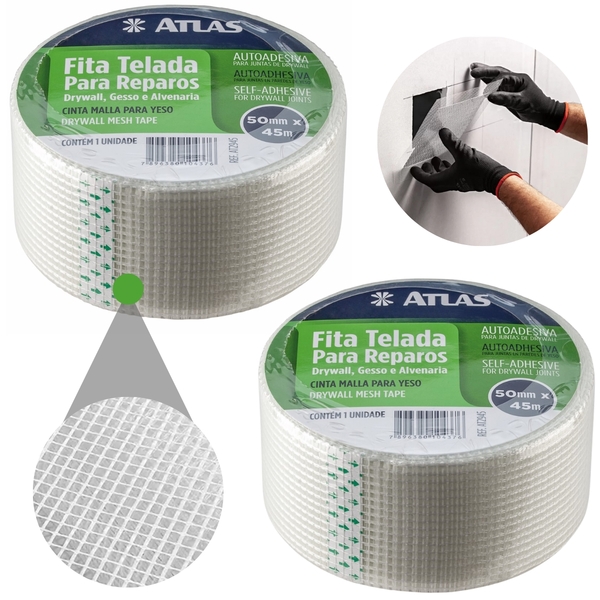 Fita Telada Auto Adesiva Para Reparos 50mm X 45m Gesso Drywal