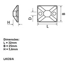 Fixador Auto Adesivo 32x25mm Nylon Natural Lkcs/a 100 Peças