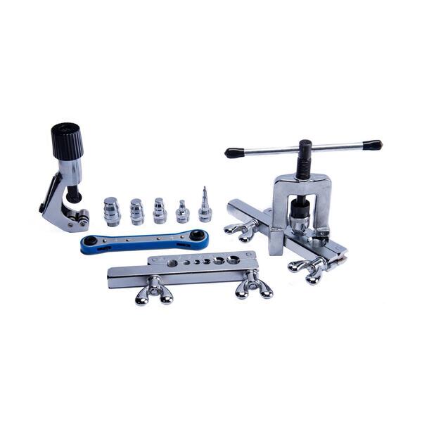 Flangeador 1/8"-3/4" Kit Com Alargador, Catraca, Cortador E M