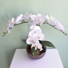 Flor Artificial Arranjo De 3 Orquídeas Silicone Brancas No Va